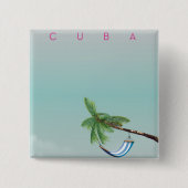 Cuba Hammock Vintager Urlaubstext. Button (Vorderseite)
