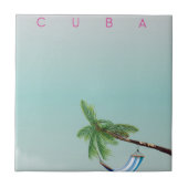 Cuba Hammock Vintager Urlaubstext. Fliese (Vorderseite)