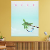 Cuba Hammock Vintager Urlaubstext. Leinwanddruck (Insitu (Wohnzimmer))
