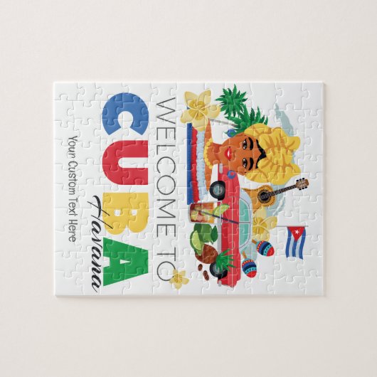 Cuba Havana Benutzerdefinierter Text Puzzle (Horizontal)