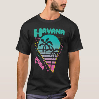 Cuba Havana City Palm Tree Karibik Kubanische Zuha T-Shirt