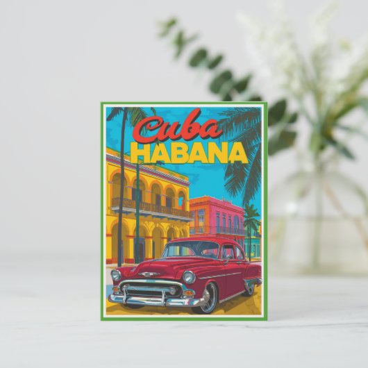 Cuba Havana Classic Car Postkarte (Stehend Vorderseite)