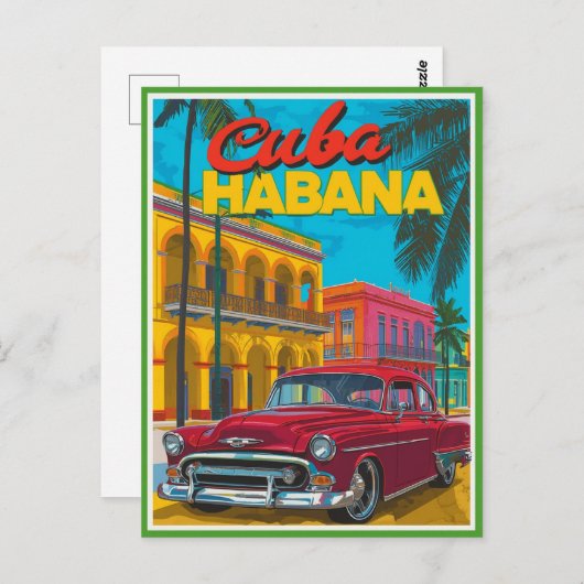 Cuba Havana Classic Car Postkarte (Vorne/Hinten)