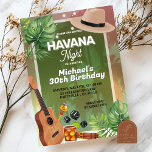 Cuba Havana Night Man Birthday Einladung<br><div class="desc">Kuba Havana Night Man Einladung zum Geburtstag,  Sommer Havanna Nacht Einladung,  Monstera Tropical Geburtstag</div>
