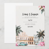Cuba Havana Wedding Hochzeit in Urlaubsort Einladung (Vorne/Hinten)