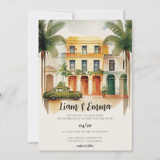 Cuba Havana Wedding Hochzeit in Urlaubsort Einladung (Vorderseite)