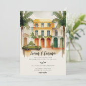 Cuba Havana Wedding Hochzeit in Urlaubsort Einladung (Stehend Vorderseite)