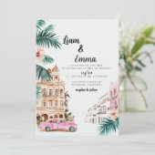 Cuba Havana Wedding Hochzeit in Urlaubsort Einladung (Stehend Vorderseite)