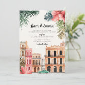Cuba Havana Wedding Hochzeit in Urlaubsort Einladung (Stehend Vorderseite)