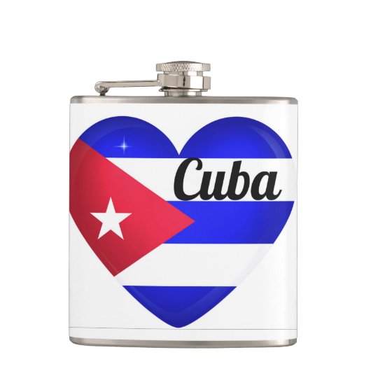 Cuba Heart Flag Flachmann (Vorderseite)