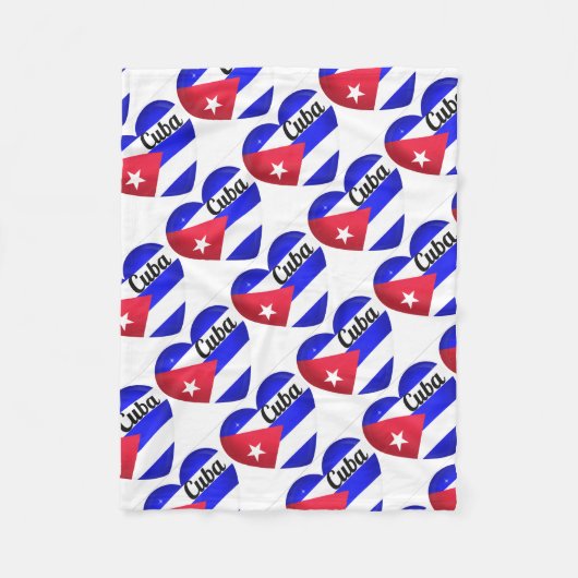Cuba Heart Flag Fleecedecke (Vorderseite)