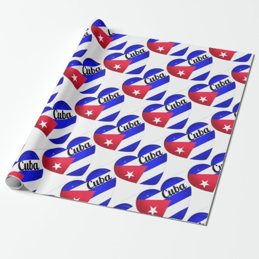 Cuba Heart Flag Geschenkpapier (Ungerollt)