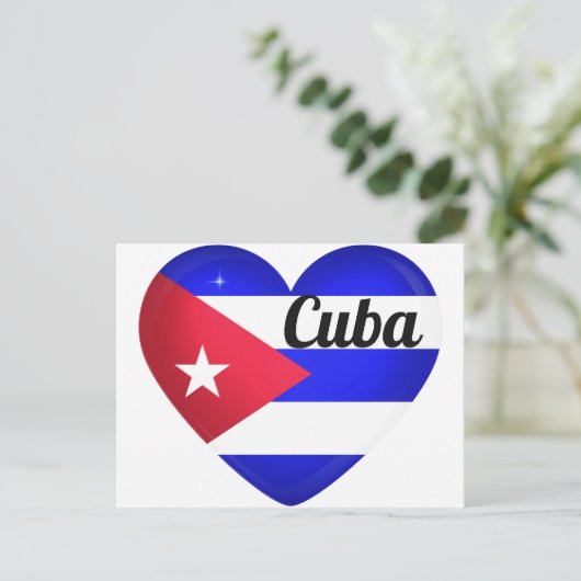 Cuba Heart Flag Postkarte (Stehend Vorderseite)