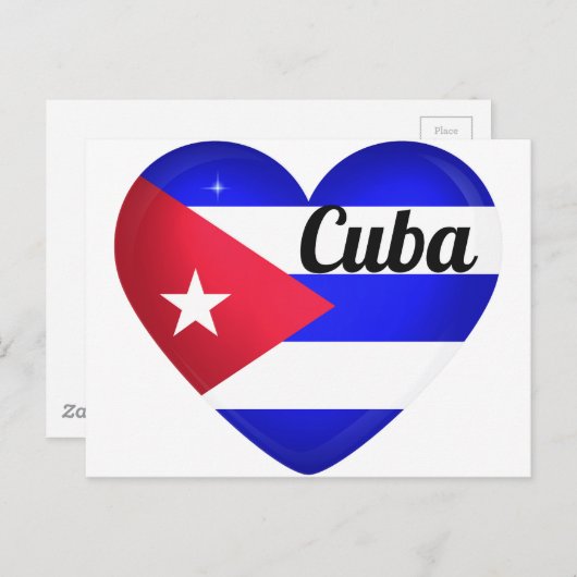 Cuba Heart Flag Postkarte (Vorne/Hinten)