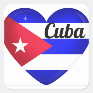 Cuba Heart Flag Quadratischer Aufkleber
