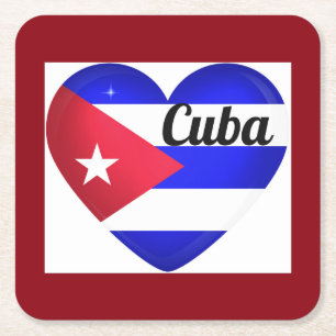 Cuba Heart Flag Rechteckiger Pappuntersetzer