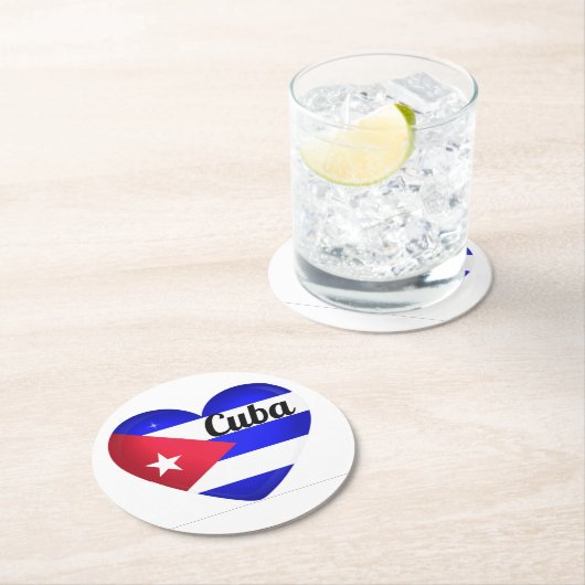 Cuba Heart Flag Runder Pappuntersetzer (Vor Ort)
