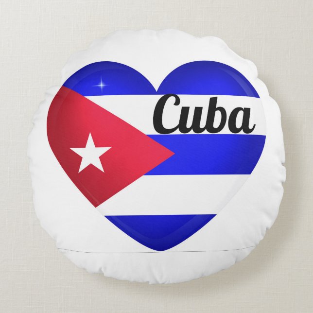 Cuba Heart Flag Rundes Kissen (Vorderseite)