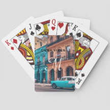 Cuba Holiday Travel Monogram Classic Playing Cards