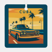 Cuba Illustration Ornament Aus Metall (Rückseite)