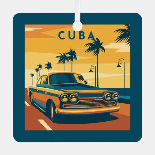 Cuba Illustration Ornament Aus Metall (Vorderseite)
