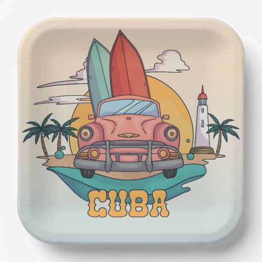 Cuba Illustration Pappteller (Vorderseite)