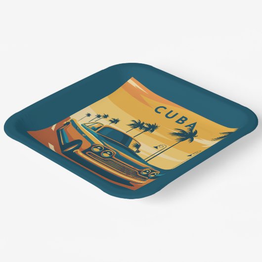 Cuba Illustration Pappteller (Gewinkelt)