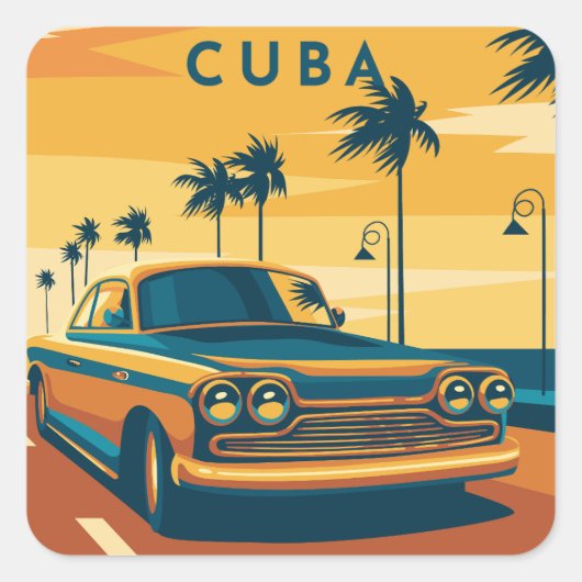 Cuba Illustration Quadratischer Aufkleber (Vorderseite)
