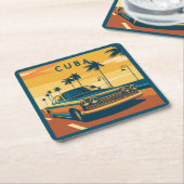 Cuba Illustration Rechteckiger Pappuntersetzer (angewinkelt)