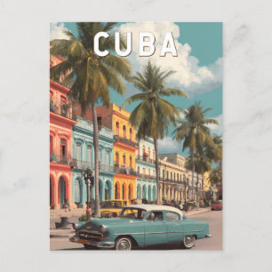 Cuba Illustration Travel Art Vintag Postkarte