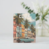 Cuba Illustration Travel Art Vintag Postkarte (Stehend Vorderseite)