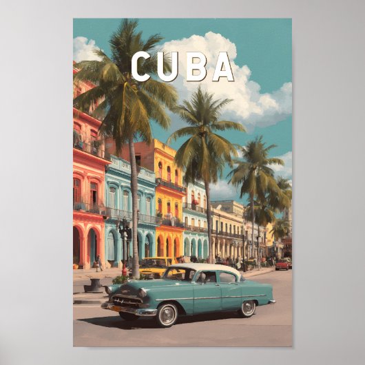 Cuba Illustration Travel Art Vintage Poster (Vorne)