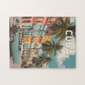 Cuba Illustration Travel Art Vintage Puzzle (Horizontal)