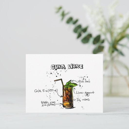 Cuba Libre Cocktail Postkarte (Stehend Vorderseite)