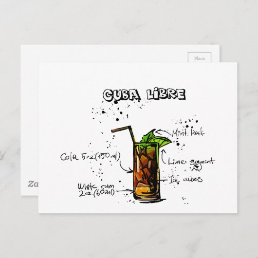 Cuba Libre Cocktail Postkarte (Vorne/Hinten)