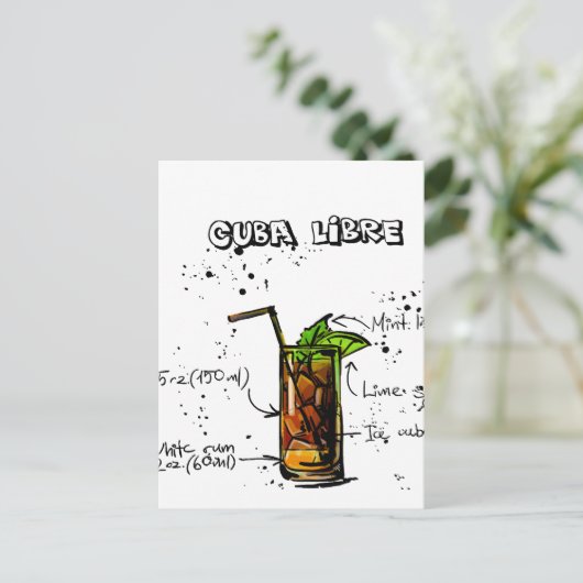 Cuba Libre Cocktail Postkarte (Stehend Vorderseite)