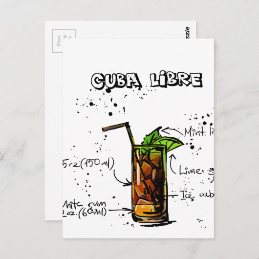 Cuba Libre Cocktail Postkarte (Vorne/Hinten)