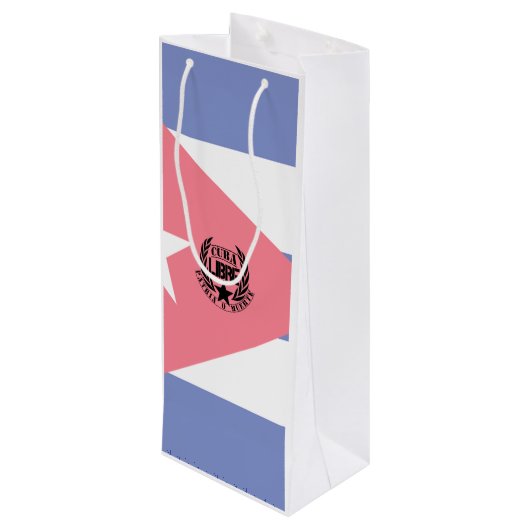 Cuba Libre Motto Laurels Geschenktüte Für Weinflaschen (Rückseite Schrägansicht)