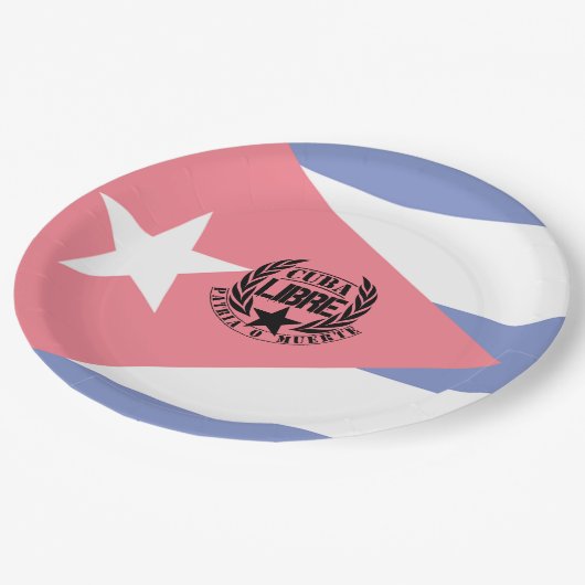 Cuba Libre Motto Laurels Pappteller (Schrägansicht)