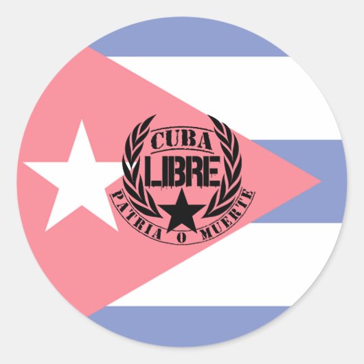Cuba Libre Motto Laurels Runder Aufkleber (Vorderseite)