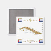 Cuba Map + Flags Magnet (Vorderseite/Rückseite)