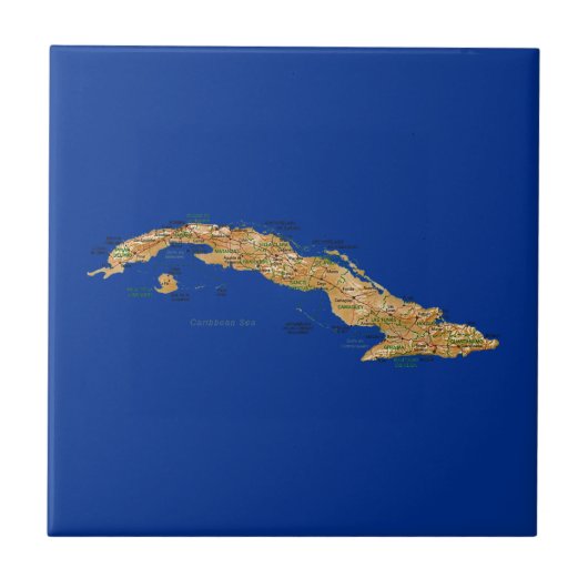 Cuba Map Tile Fliese (Vorderseite)