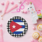 Cuba Plate, Büffel kariert & kubanische Flagge Pappteller (Party)