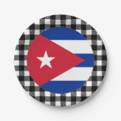 Cuba Plate, Büffel kariert & kubanische Flagge Pappteller (Vorderseite)