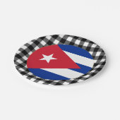 Cuba Plate, Büffel kariert & kubanische Flagge Pappteller (Schrägansicht)