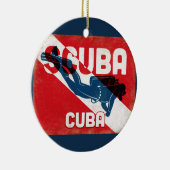 Cuba Scuba Diver - Blue Retro Keramik Ornament (Rechts)