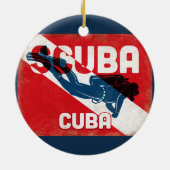 Cuba Scuba Diver - Blue Retro Keramik Ornament (Hinten)