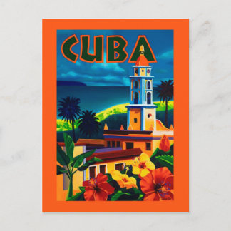 Cuba Travel Poster Hibiskus Postkarte