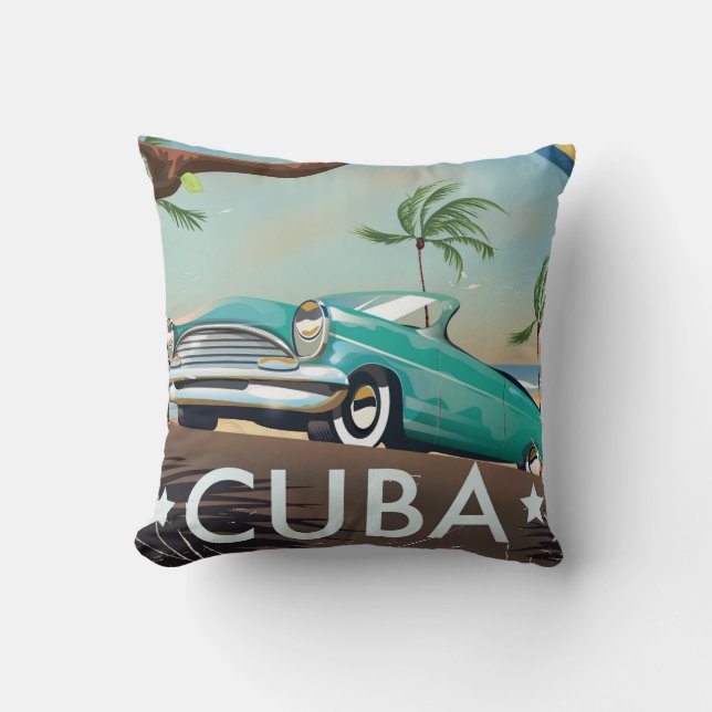 Cuba Vintag Retro Travel Print Kissen (Vorderseite)