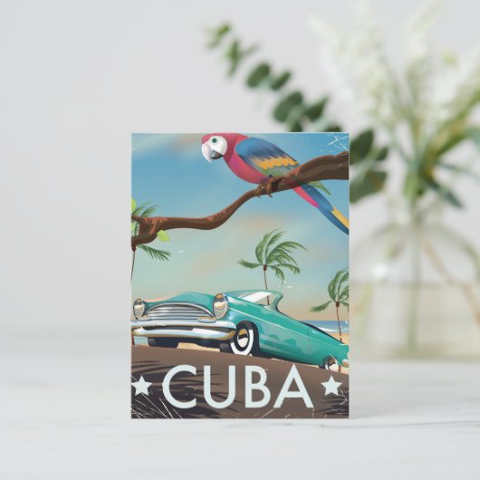 Cuba Vintag Retro Travel Print Postkarte (Stehend Vorderseite)